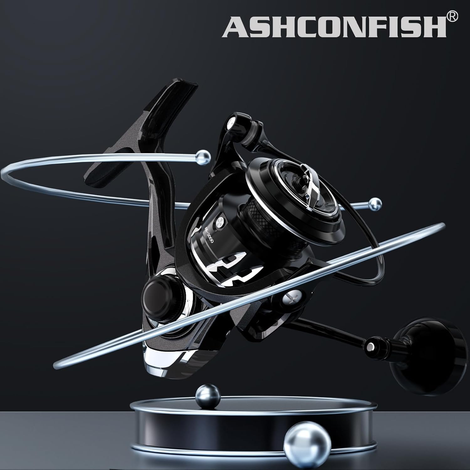 Ashconfish AK Spinning Reel -Ultra-Strong Metal Body, Over 25lbs Drag, Anti-Reverse Bearings, 8+1 Double-Shielded Stainless-Steel BB Design for Saltwater & Freshwater Fishing