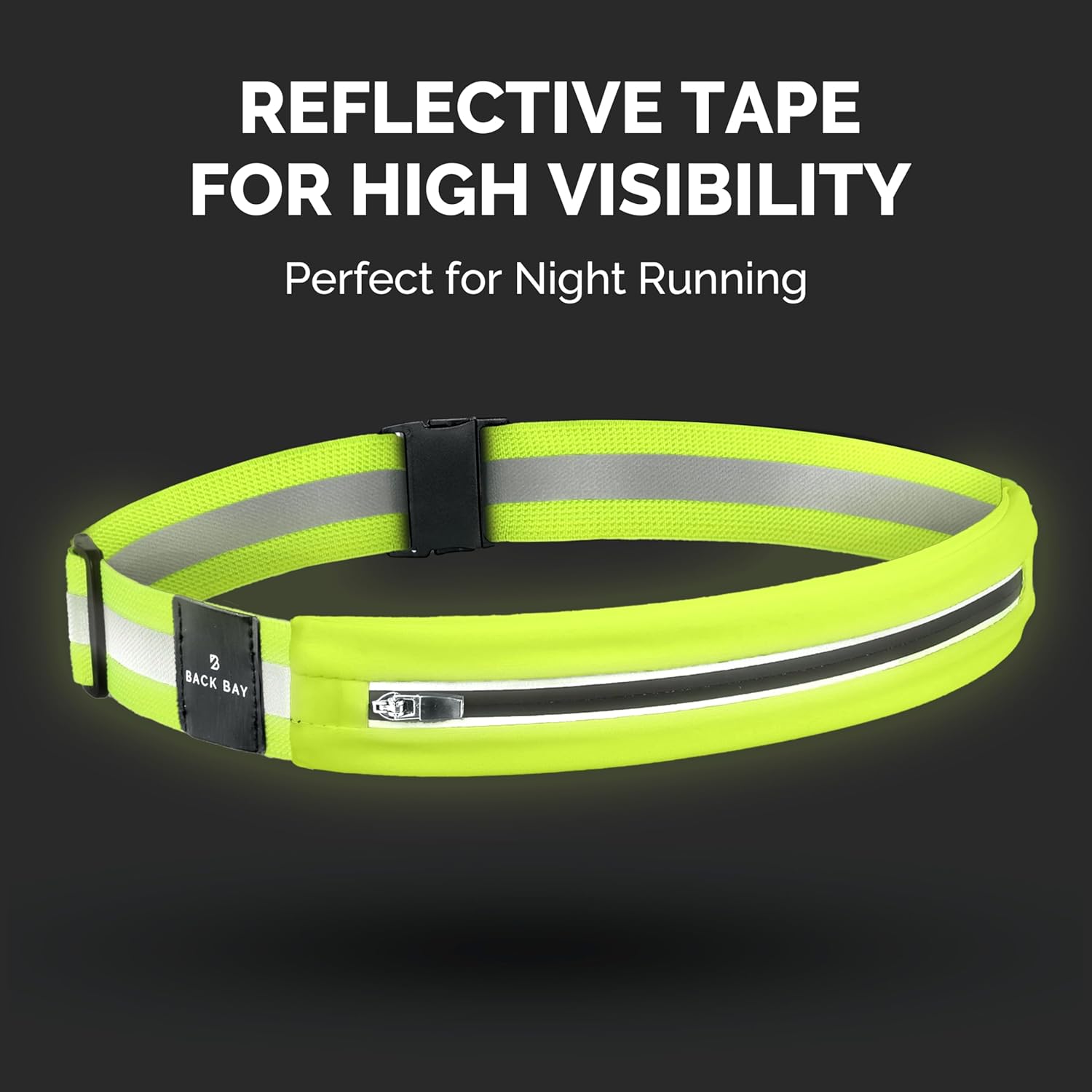 Back Bay Reflective Running Belt for Women & Men [Fits ALL Phones], Runners Fanny Pack, Money Belt, Reflective Running Gear, Waist Bag Workout Gear, iPhone Runner's Phone Holder Waist Pack - Image 3