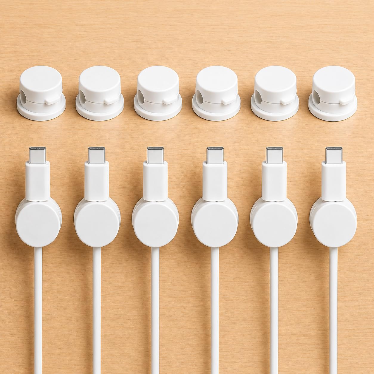 12 Pack Rotatable Cable Clips,Cable Tidy Clips, 360° Rotatable Spring Cable Holder Clips, White Spring Cord Organiser, and Magnetic Wire Adhesive Holder Car Clips Desk Tidy Cable Organiser
