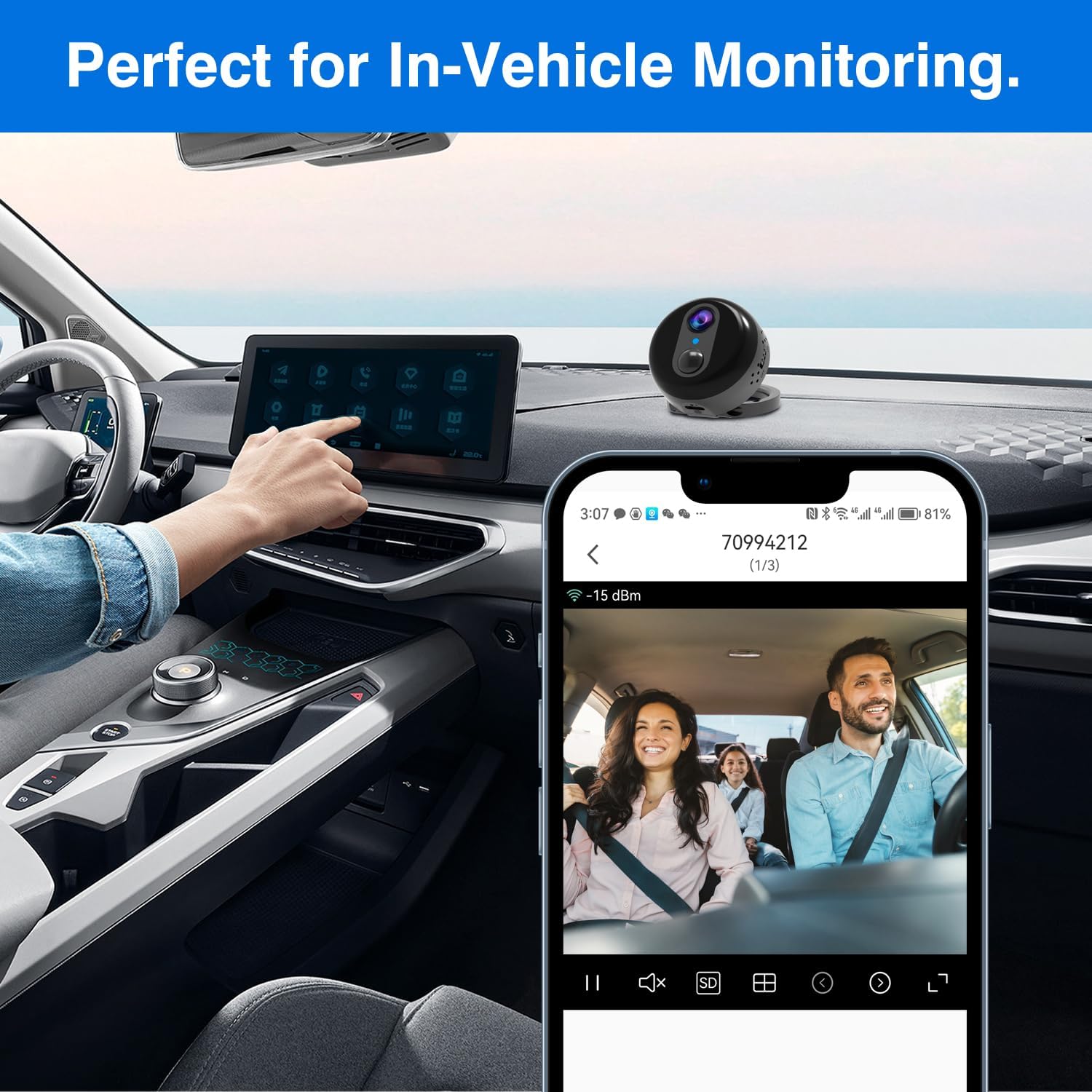 Mini 4G LTE Cellular Magnetic Spy Camera， No Plug-in, No WiFi, 4K Ultra HD Intelligent Night Vision, 170° Wide Angle, Mobile Remote Monitoring & Info Push, Car/Pet/Baby Monitor Recorder