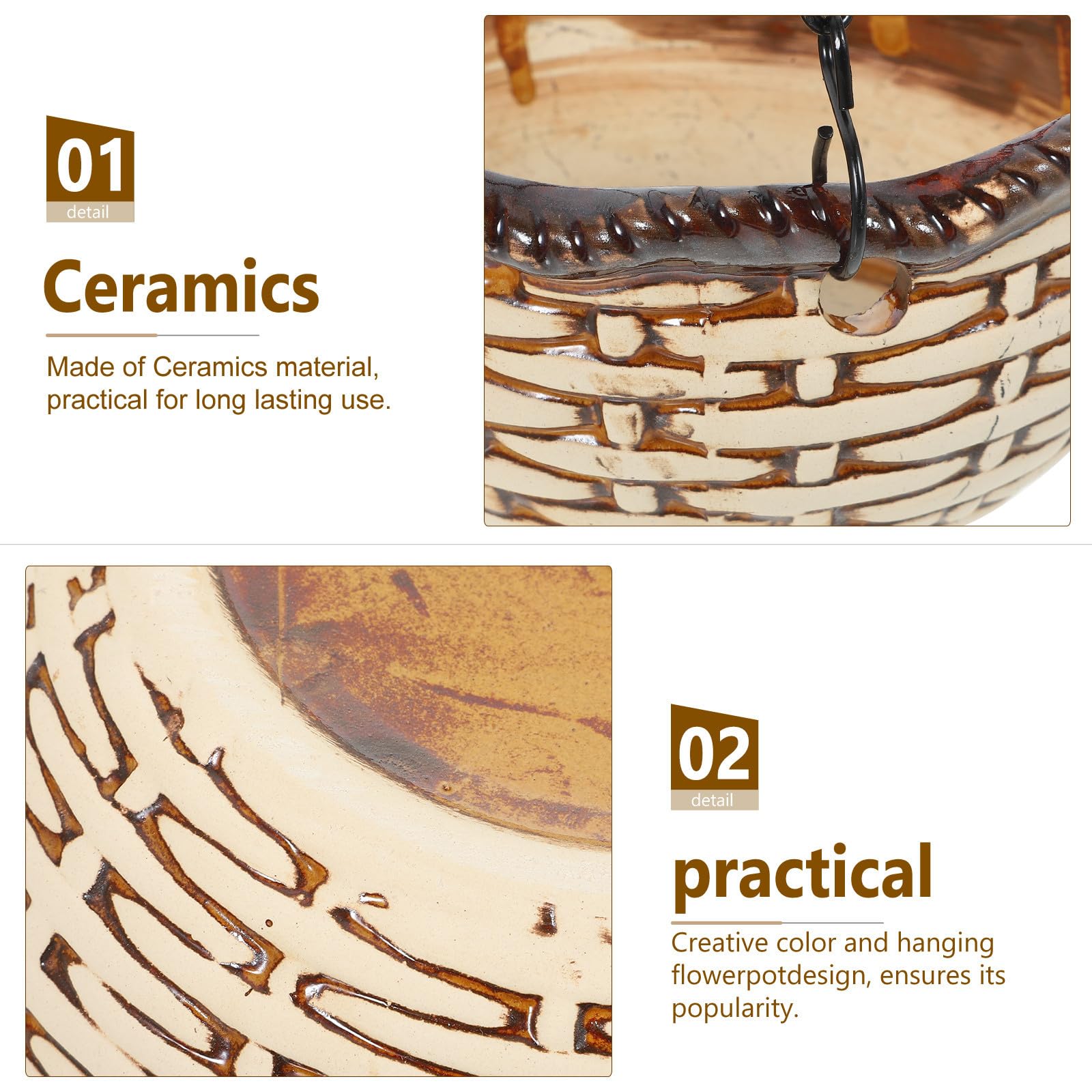 ifundom Maceta de Cerámica Colgante Creativa, Marrón