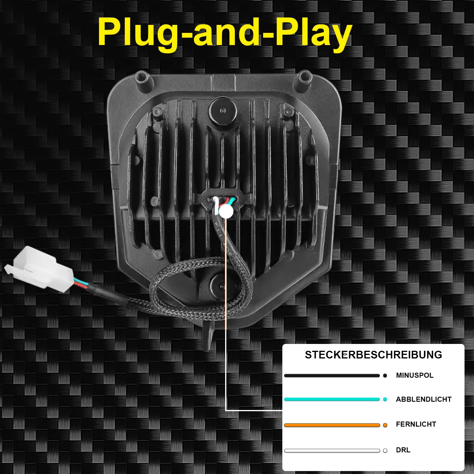 Fari LED per Husqvarna 2014-2023 701 Enduro 701 SuperMoto FE250 FE350 FE450 FE501 FE501S TE150 TE250i TE300i (Carbonio ABS)