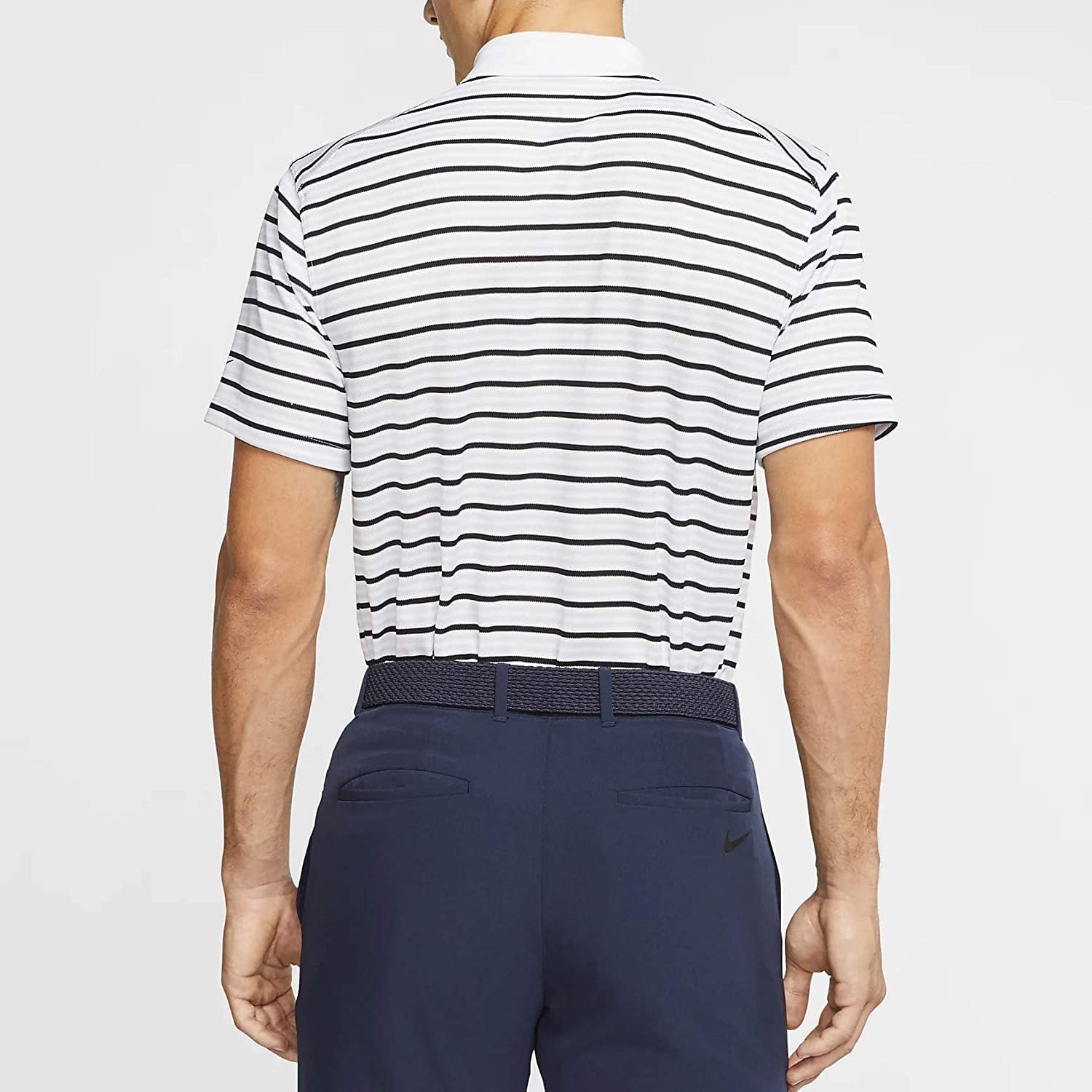 Nike Mens Dri-fit Victory Stripe Polo (White/Black, Medium) - Image 2