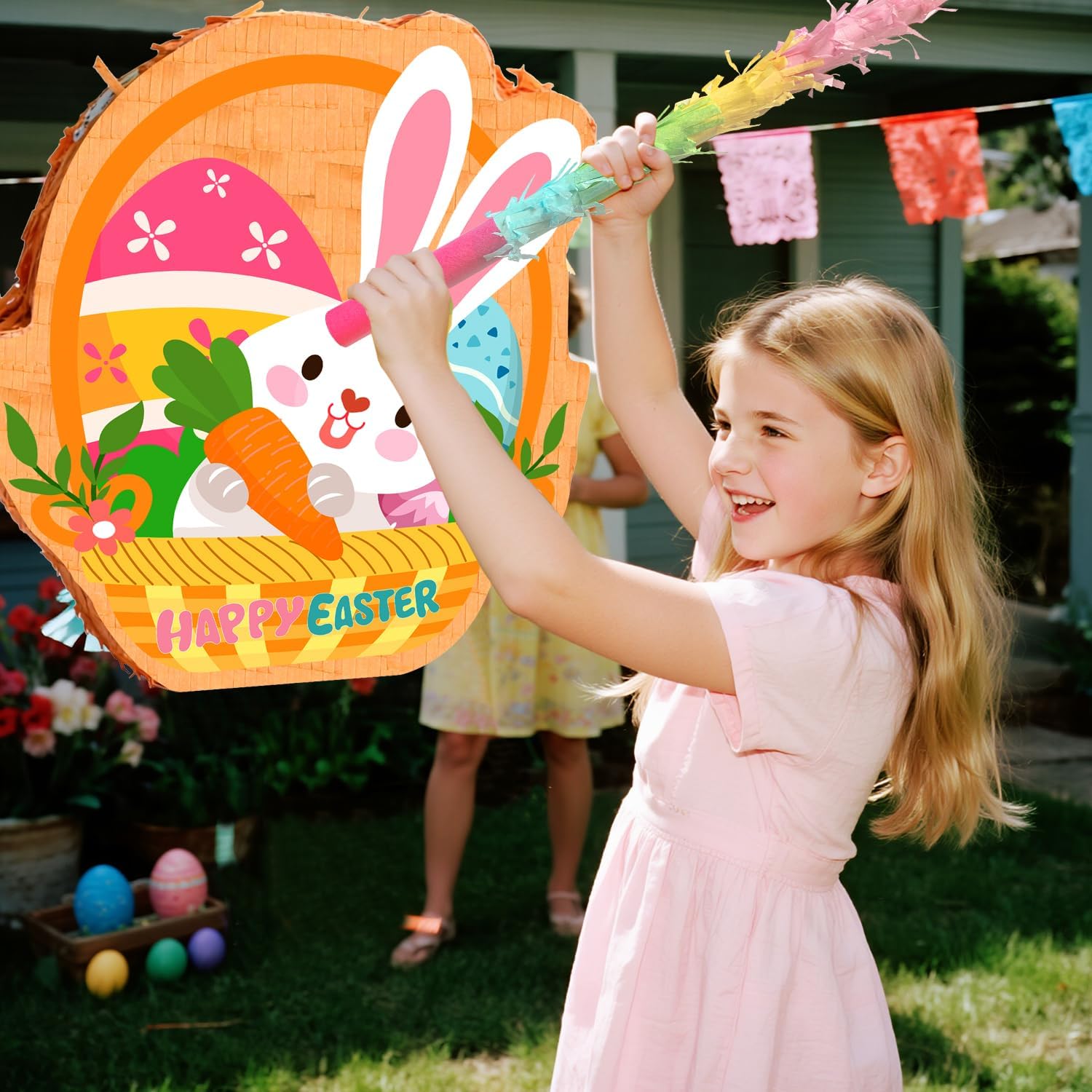 Happy Easter Pinata, 13.8'' x 16'' Spring Party Piñata Bunny Egg Piñata for Spring Easter Party Decorations Supplies