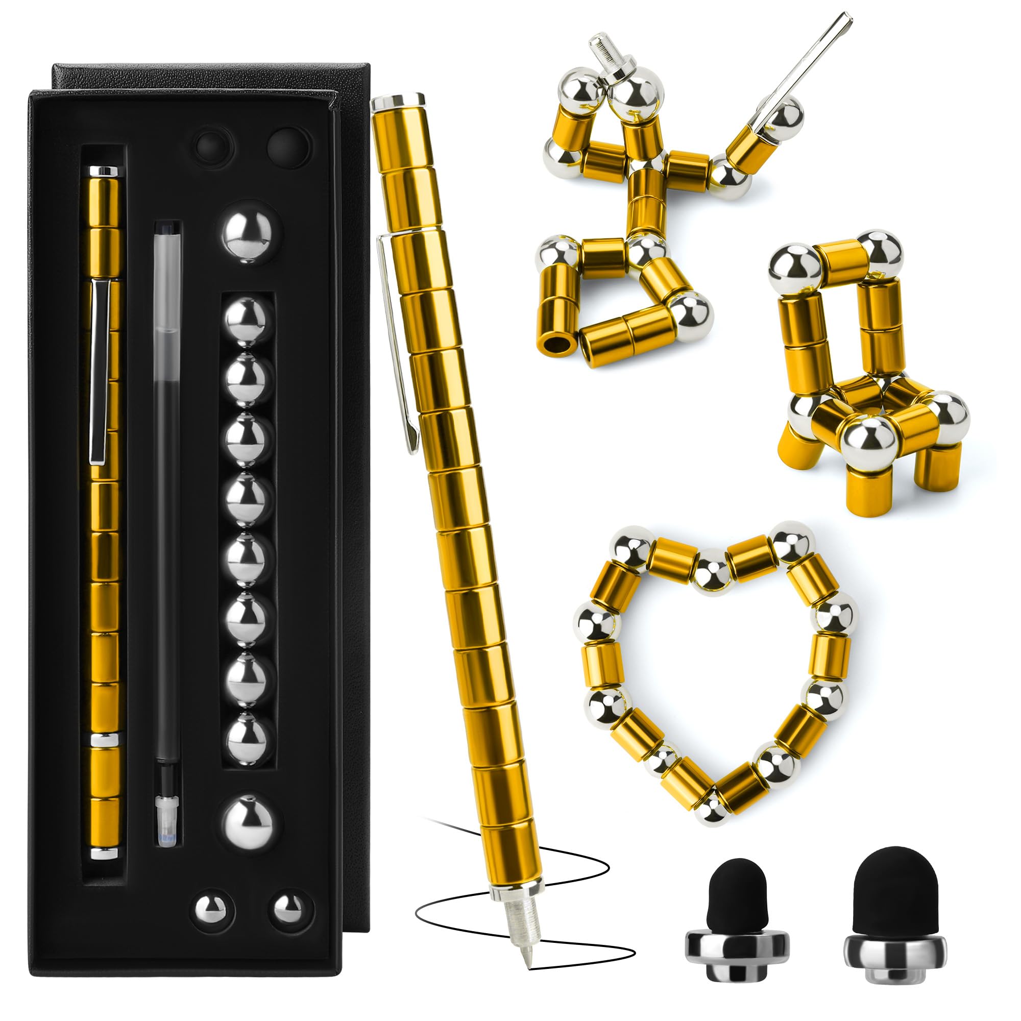 Golden Magnetic Fidget Pen, Teacher Appreciation Gifts, Classroom Prizes for Students, Birthday Gift Ideas for Men Women Dad Mom Friends (Gold)