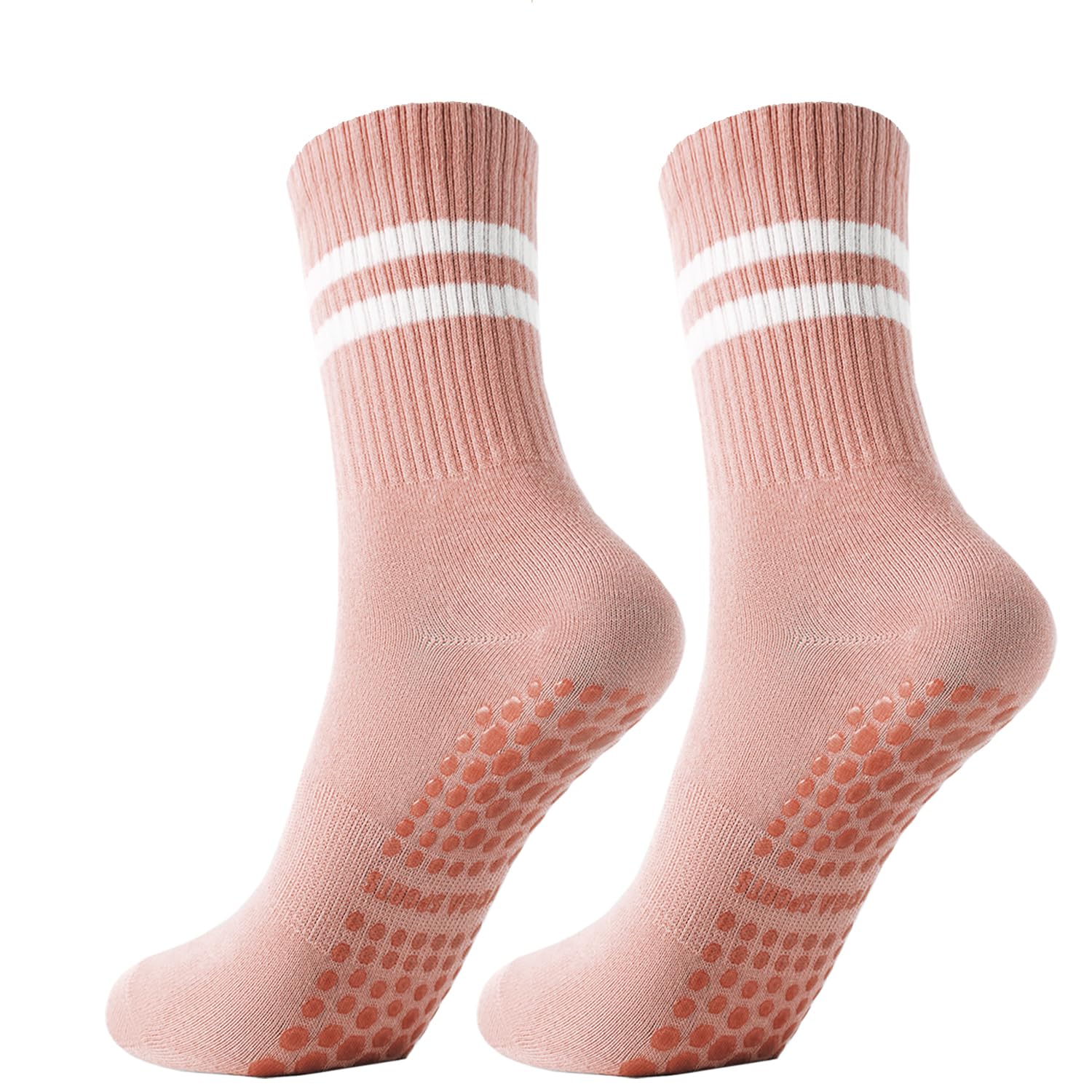 Gendewiner 1 Paar Yoga Pilates Socken Baumwolle Rosa Barfuß abs Set Ballett Grippy Stopper 39-42 35-44 Rutschfeste Antirutsch Zubehör Grip Kit Stoppersocken für Damen und Herren