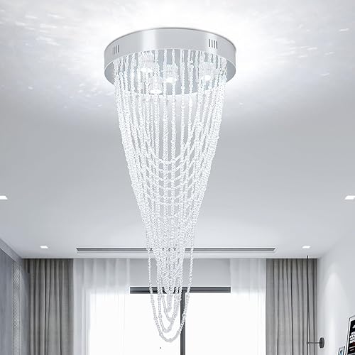 Finktonglan Candelabro LED de cristal moderno de 16 pulgadas, lámpara de techo de montaje empotrado, lámpara de comedor de flores para sala de