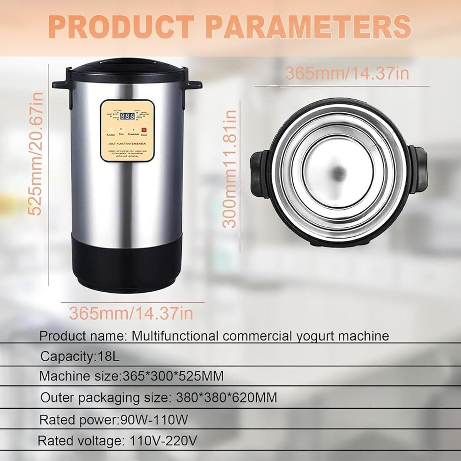 Fermentatore For Yogurt 12L/18L,Protezione In Caso Interruzione Corrente