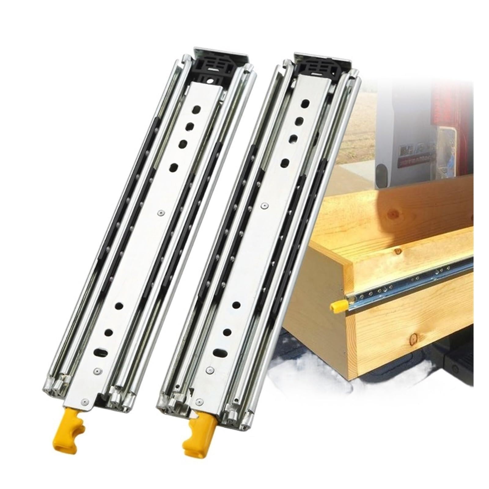 Drawer Runners Heavy Duty Drawer Slide with Lock 12-60 Inch Fully Extended Furniture Hardware Rail(16inch 400mm)