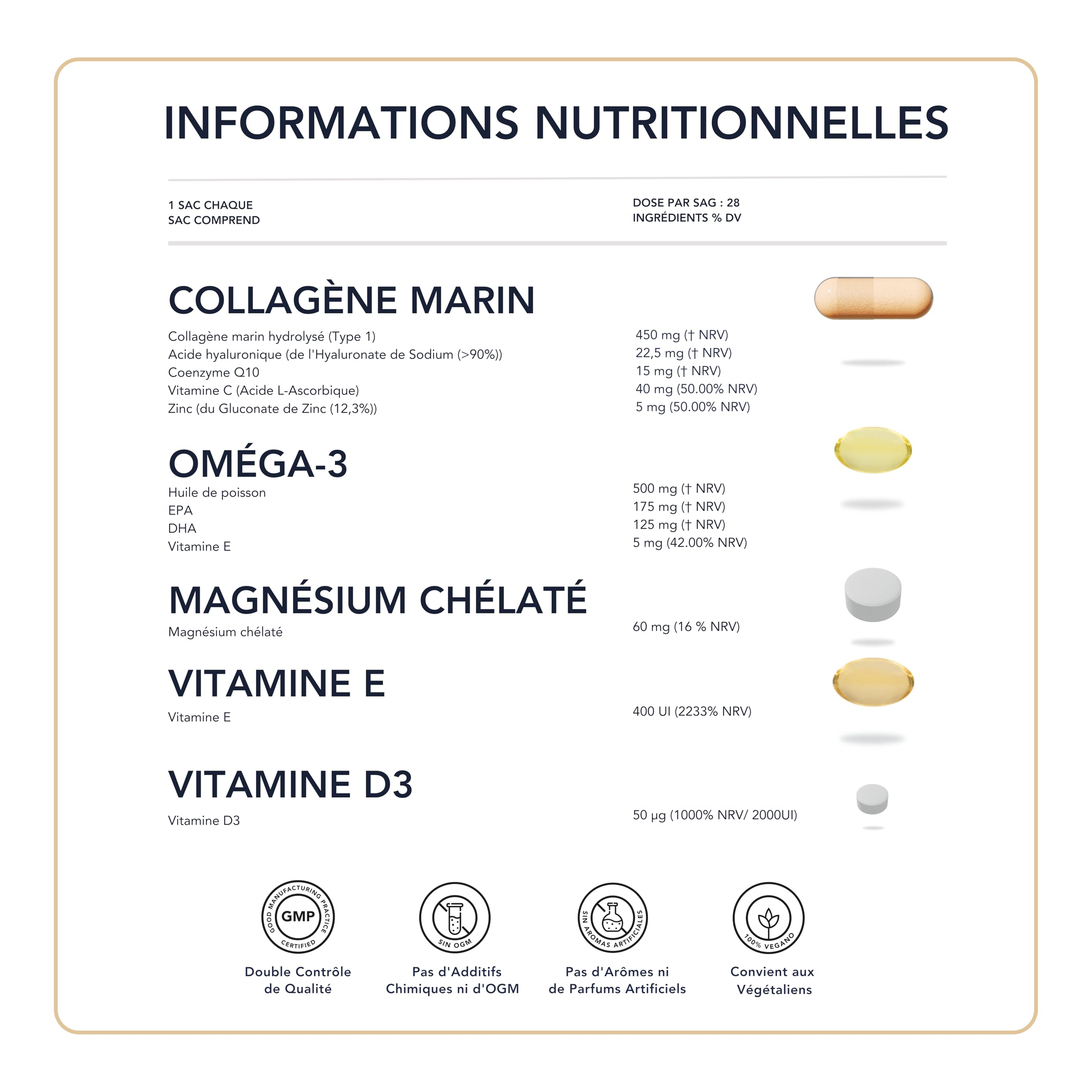 Gestion Articulaire et Osseuse | Collagène Marin Hydrolysé, Acide Hyaluronique, Magnésium, Oméga-3, Vitamines E & D3 – Synergie avancée pour votre Mobilité et Protection à Long Terme