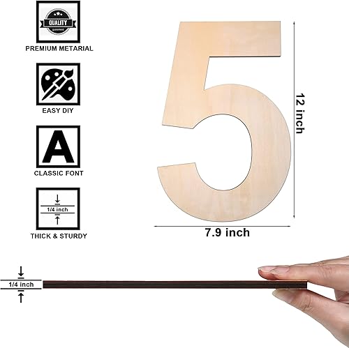 Vista 192 de Símbolo de madera de 12 pulgadas y letra grande de madera sin terminar de 1/4 de pulgada de grosor para manualidades, decoración de pared del hogar