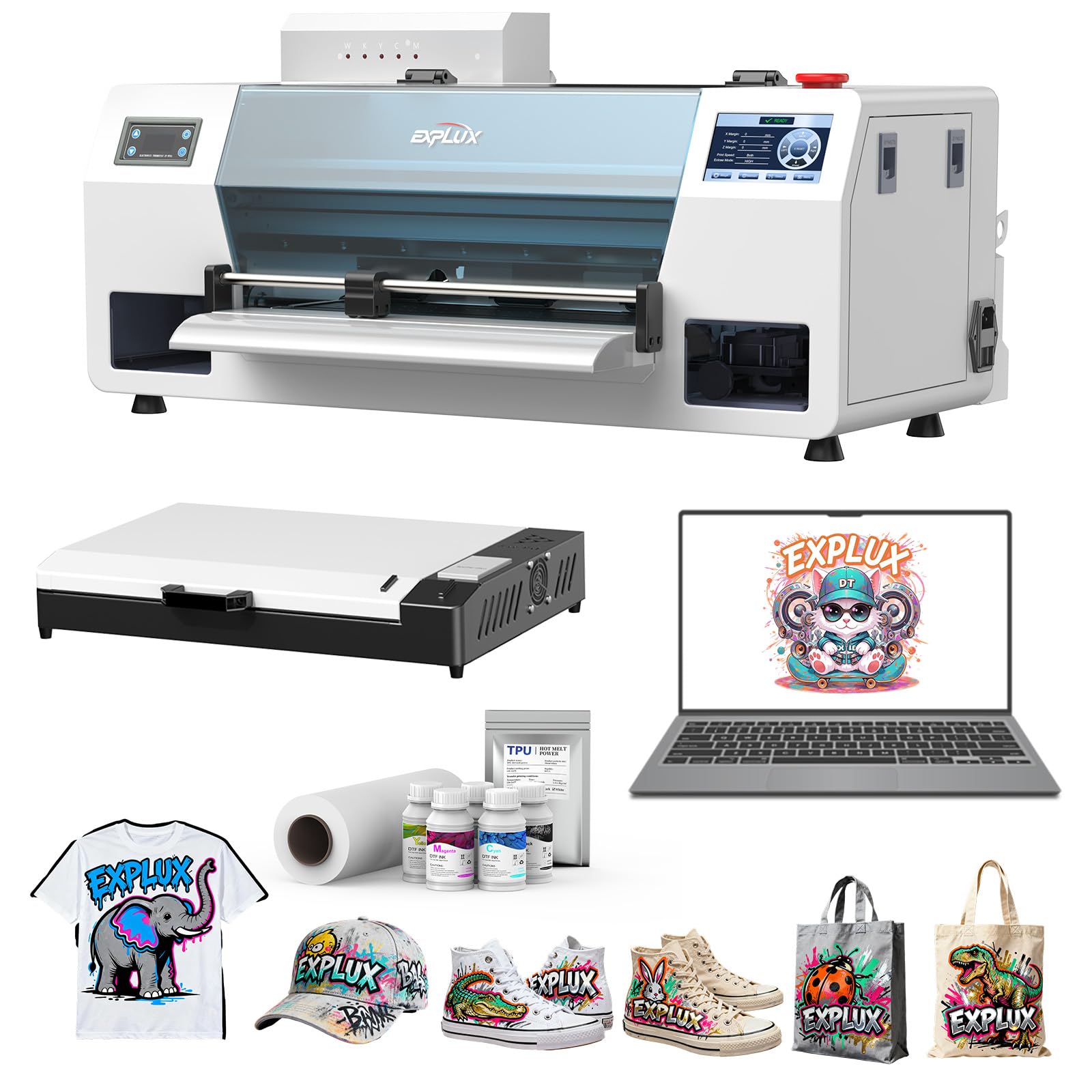 EXPLUX A3 DTF Printer i3200HD Printhead I13 Bundle with Oven, Laptop
