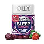 OLLY Max Strength Sleep Gummy, 10mg Melatonin, L-Theanine, Chamomile, Lemon Balm, Sugar Free, Vegetarian Sleep Aid, Strawberry - 50 Count