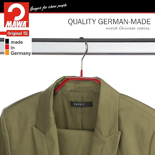 Miniatura 7 de MAWA by Reston Lloyd Silhouette Series - Percha antideslizante para ahorrar espacio con barra y gancho para pantalones y faldas, estilo 41FRS, juego