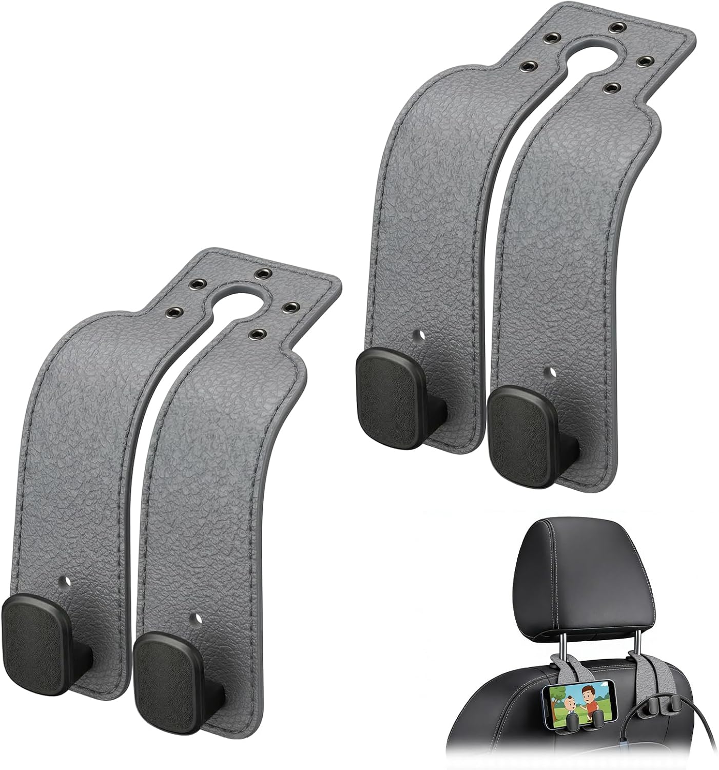 2 Pack Car Seat Back Double Hook, Headrest Hooks for Car, 2026 New Car Seat Back Organizer Storage Hook for Handbag, Purse, Coat Bags, and Accessories