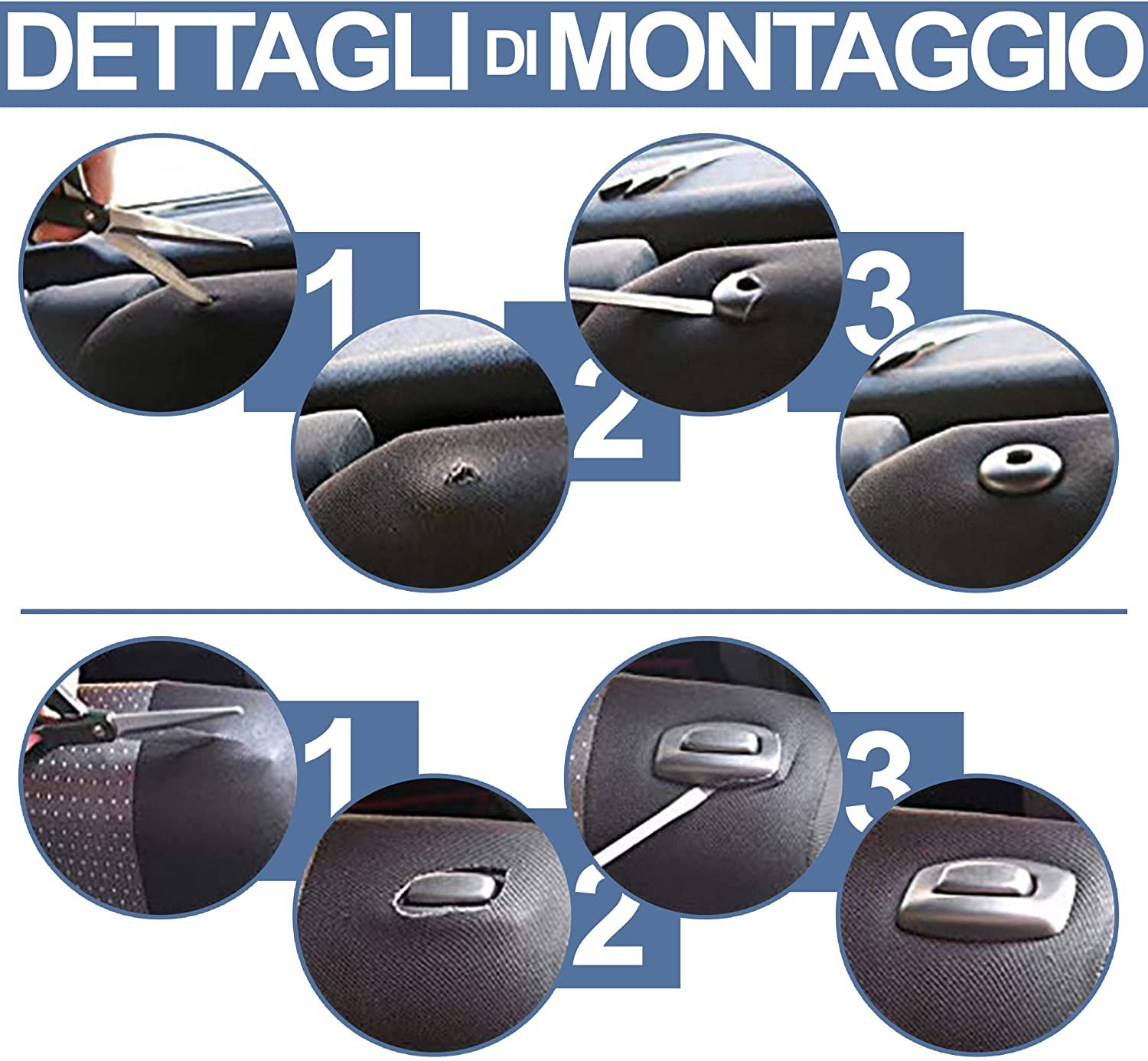 Rebeca Shop® Housses de sièges de voiture compatibles 207 | Fabriqué en Italie | Ensemble de housses de siège avant et arrière | Logo brodé | Compatible avec airbag | Intérieur (Noir/Rouge)