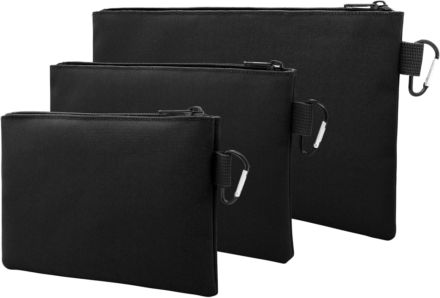 AOUTACC 3 Pack Tool Pouches with Zipper,600D Oxford Utility Tool Bag with Carabiner,Waterproof Premium Tools Storage Pouches for Organizing Tools