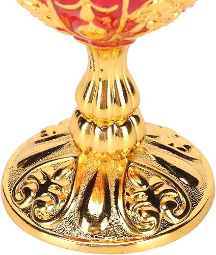 Miniatura 9 de Cáliz dorado vintage dorado de 4 pulgadas, aleación de zinc sólida retro en relieve, elegante taza de proxeneta para banquete de fiesta, 4.1 x 2.5