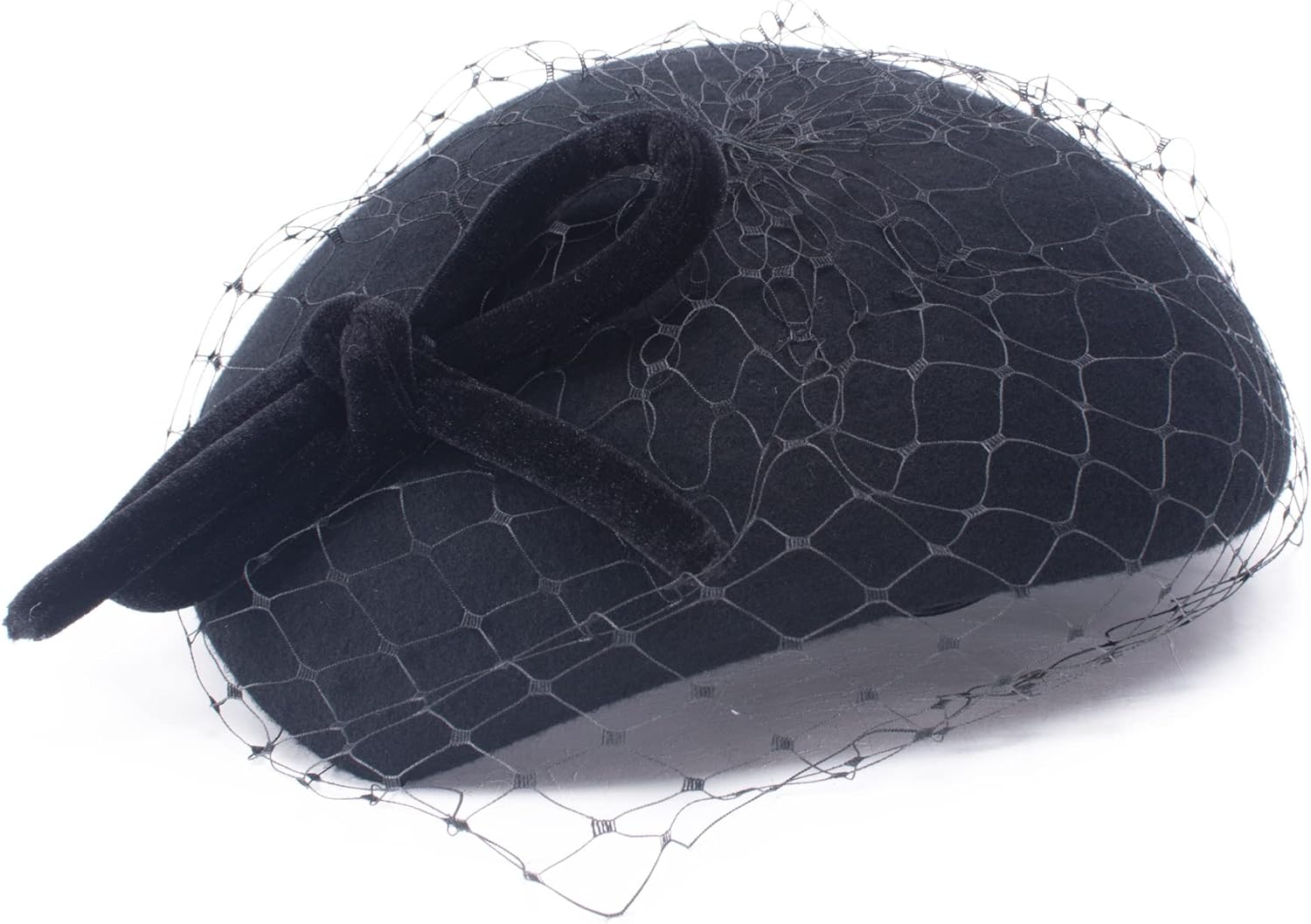 Lawliet Teardrop Luxe Black Velvet Women Wool Felt Fascinator Knot Tam Casque Hat T497