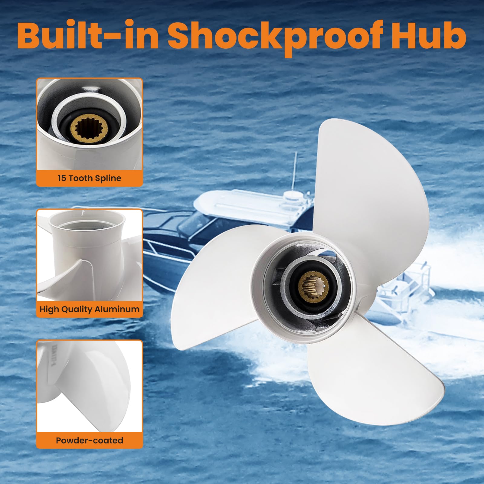 maXpeedingrods Hélice fueraborda 13 1/4x17 para Yamaha Prop T50HP T60HP 70HP 75HP 80HP 115HP 130HP 6E5-45945-01-00 15 Spline 3 cuchillas RH, 6E54594501EL Aluminio