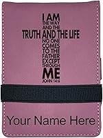 Vista 12 de LaserGram Mini padfolio con bloc de notas y bolígrafo, versículo bíblico John 14-6, grabado personalizado incluido (negro con oro)