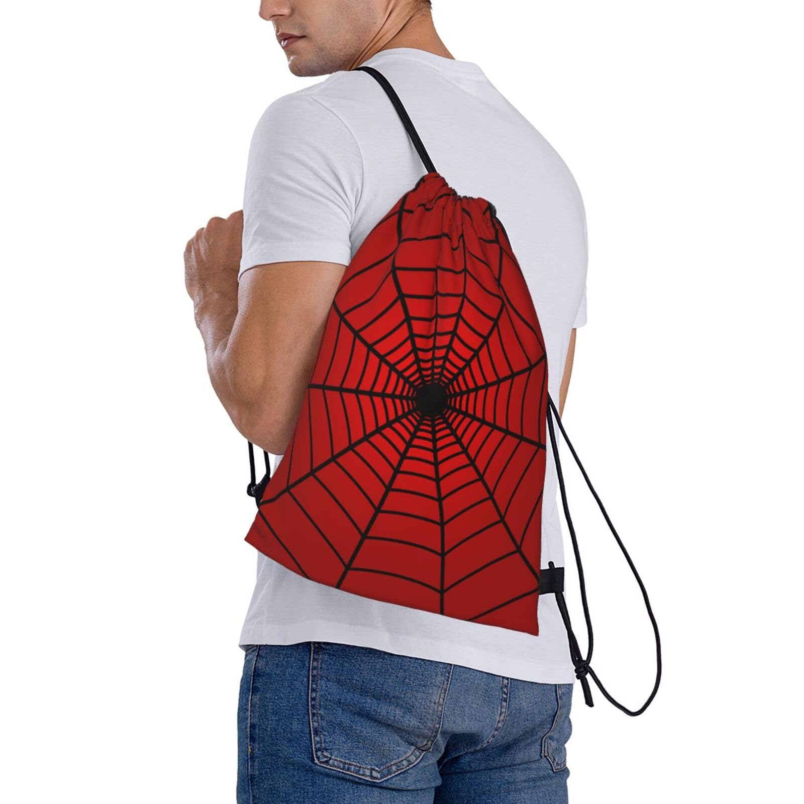 Lindas bolsas de cordón elegantes para mujeres y hombres, saco deportivo de gimnasio, mochila casual para yoga, viajes, compras, Red Spider Web, Mochilas Daypack 5