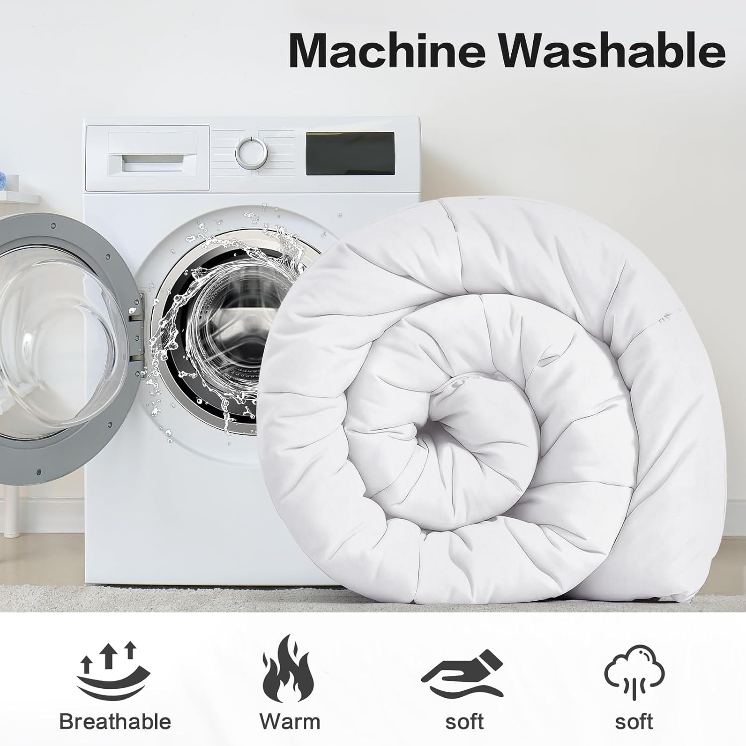 COHOME Comforter - Down Alternative Duvet Insert - All-Season Warm Comforter (Pure White, Oversized Queen Comforter) - Image 2