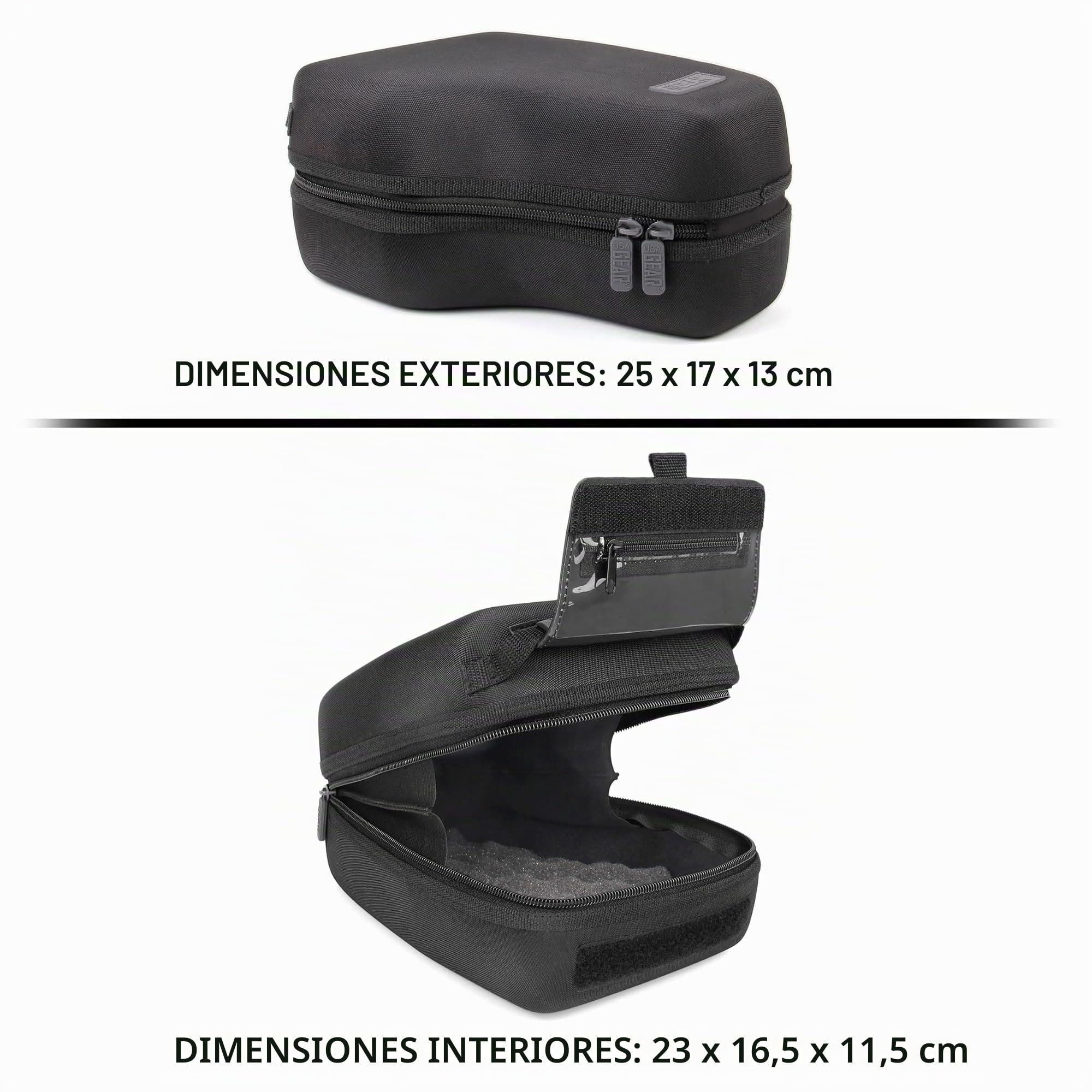 USA Gear Funda para cámara DSLR con protección de Carcasa rígida de EVA Moldeada, Apertura de Acceso rápido, Interior Acolchado y Mango Recubierto de Goma, Compatible con Nikon, y más (Negro Zoom)