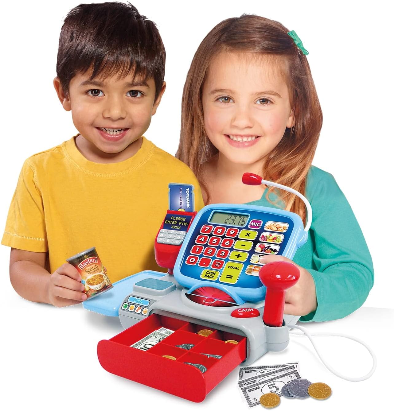 Casdon Supermarket Till | Interactive Toy Shopping Till For Children Aged 3+ | Includes Working Calculator, Microphone, Scanner & More : Toys & Games