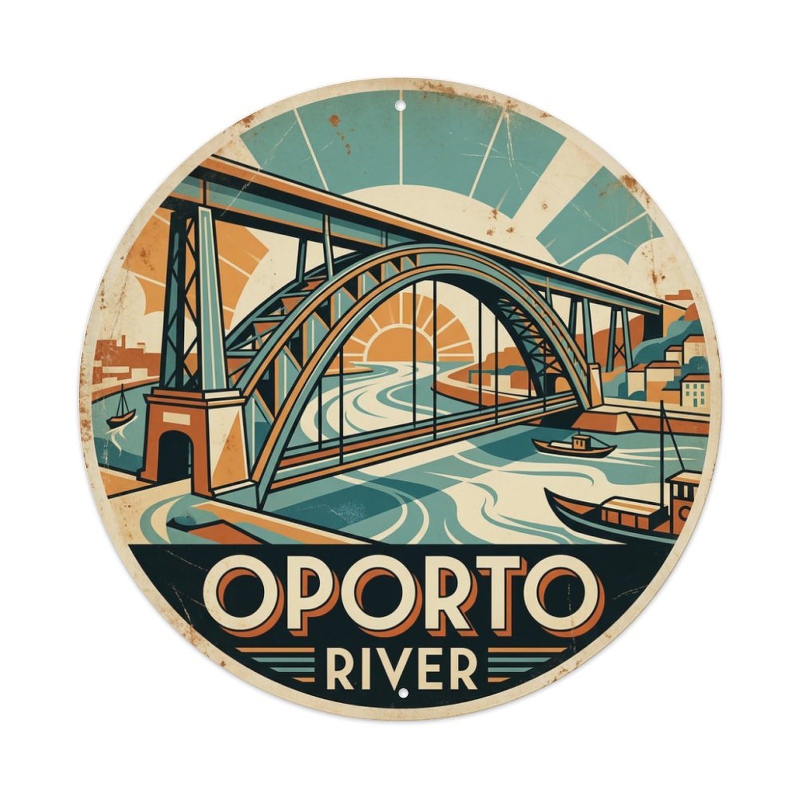 Xanthor Style Vintage Travel Oporto Portugal Signature Metal Tin Sign