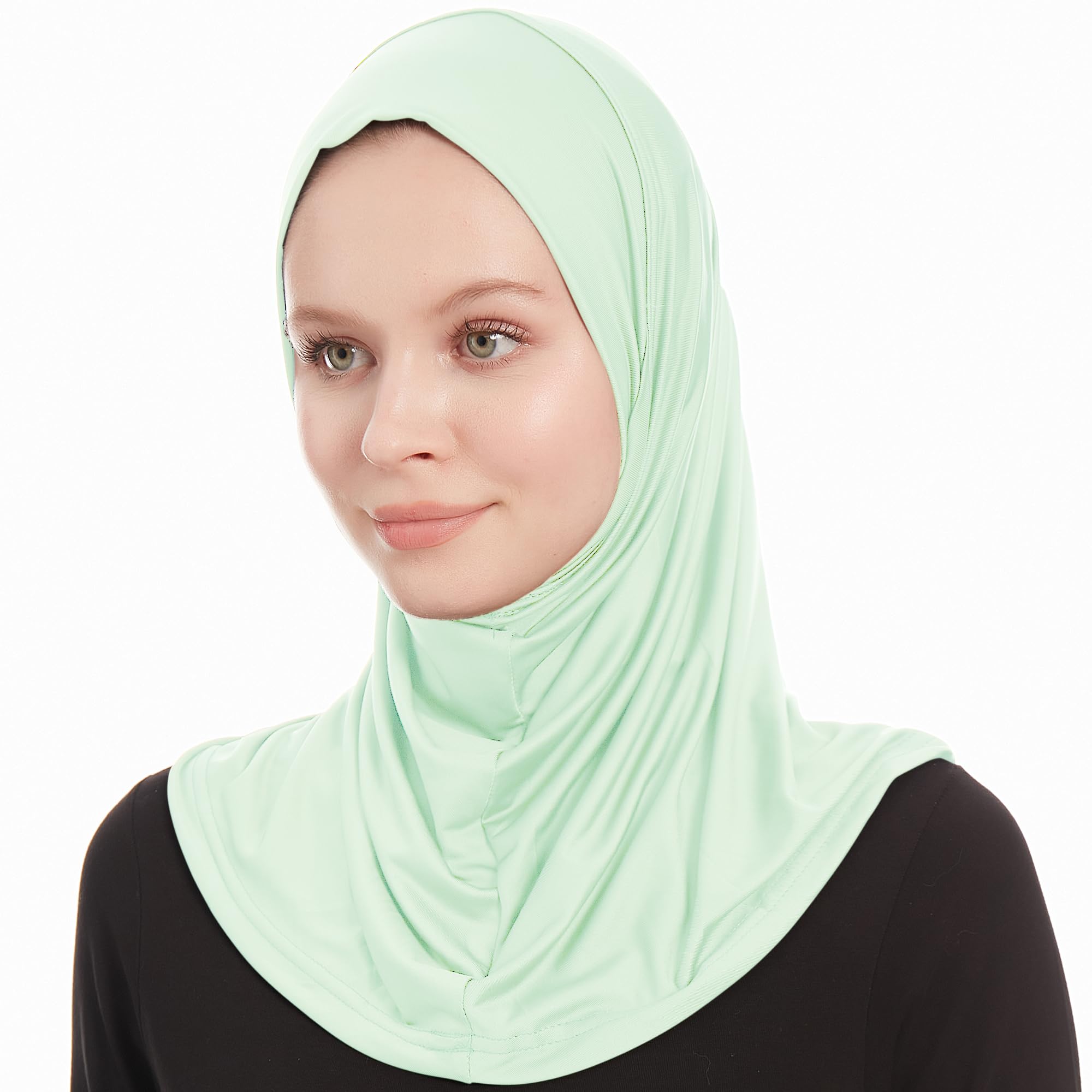 Ayisah Women's Mint Plain Ready To Wear Amira Hijab For - Muslim Instant Amira Jersey Scarf – Soft Muslim One Piece Instant Hijab Headscarf