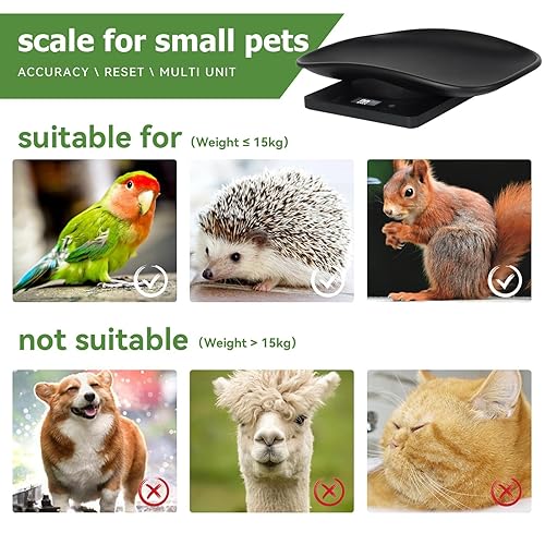 Miniatura 16 de Báscula digital para mascotas, báscula LCD multifunción con cinta métrica, báscula digital para animales pequeños para pesar, báscula de bebé