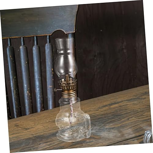 Miniatura 4 de Kisangel Lámpara de cristal elegante del queroseno del vintage de la linterna del aceite para el ambiente casero a prueba de viento