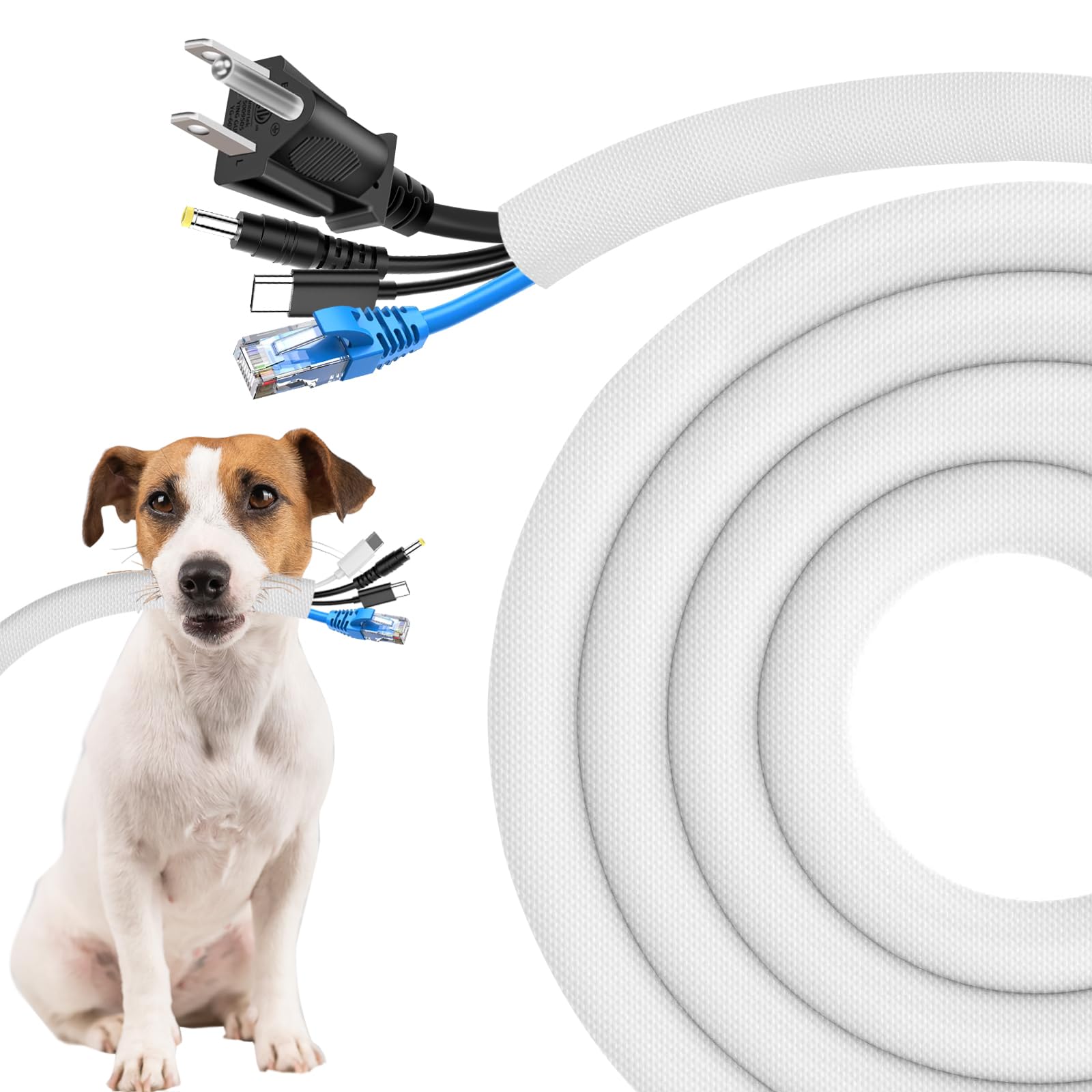 Secbolt Cord Protectors from Pets No Chew, 25FT - 1 Inch, White