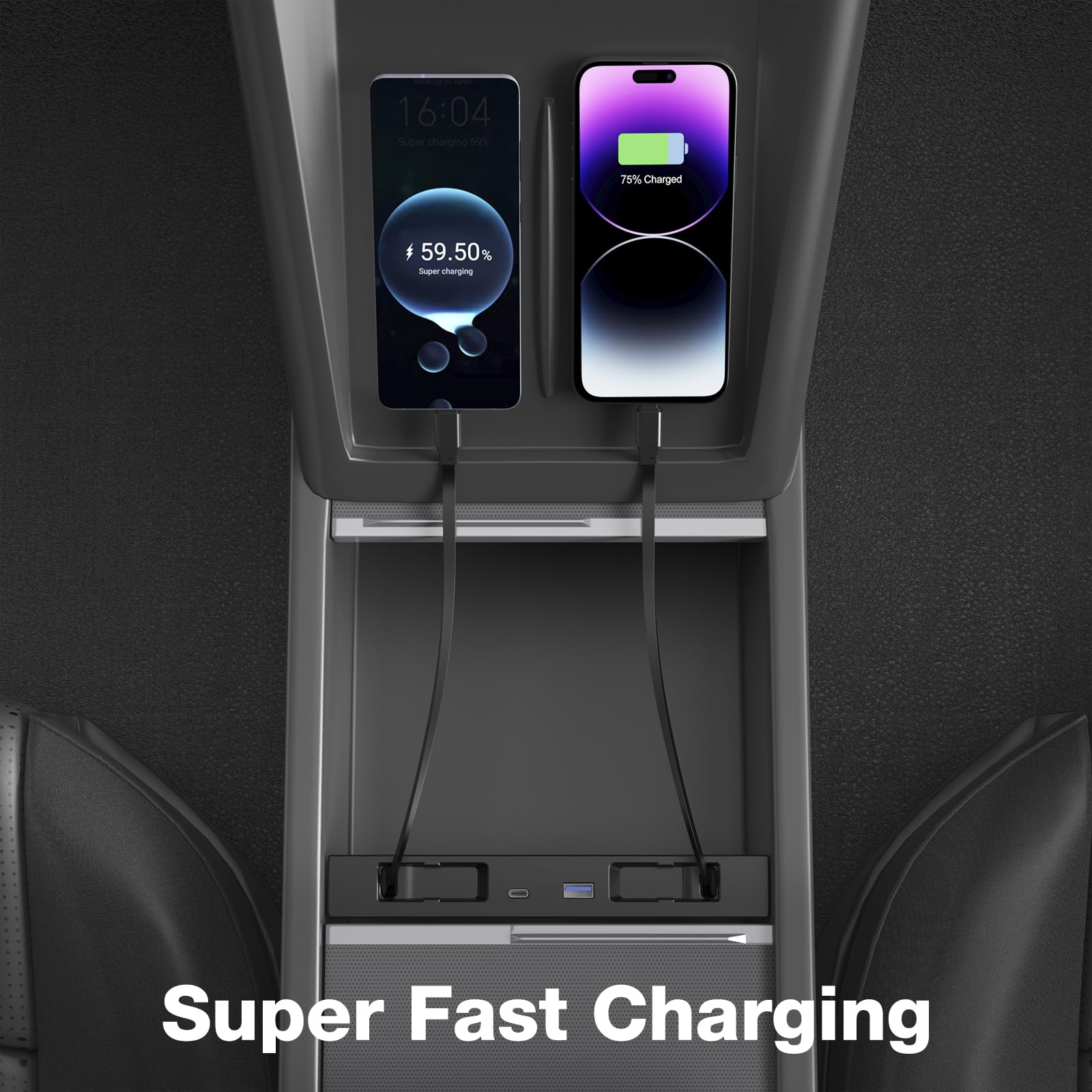 Consola Central retráctil USB Hub para Tesla Model 3 Highland/Model Y Juniper, Accesorios THELIFELICIOUS Model 3, Cargador de teléfono de Coche, estación de Carga rápida
