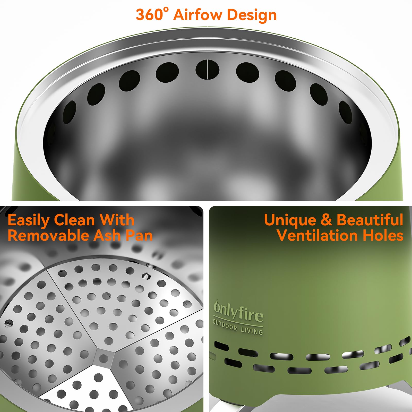 Onlyfire 6.5" Tabletop Fire Pit, Smokeless Fire Pit with Pot Bracket & Carry Bag, Wood&Pellet Burning - Image 4
