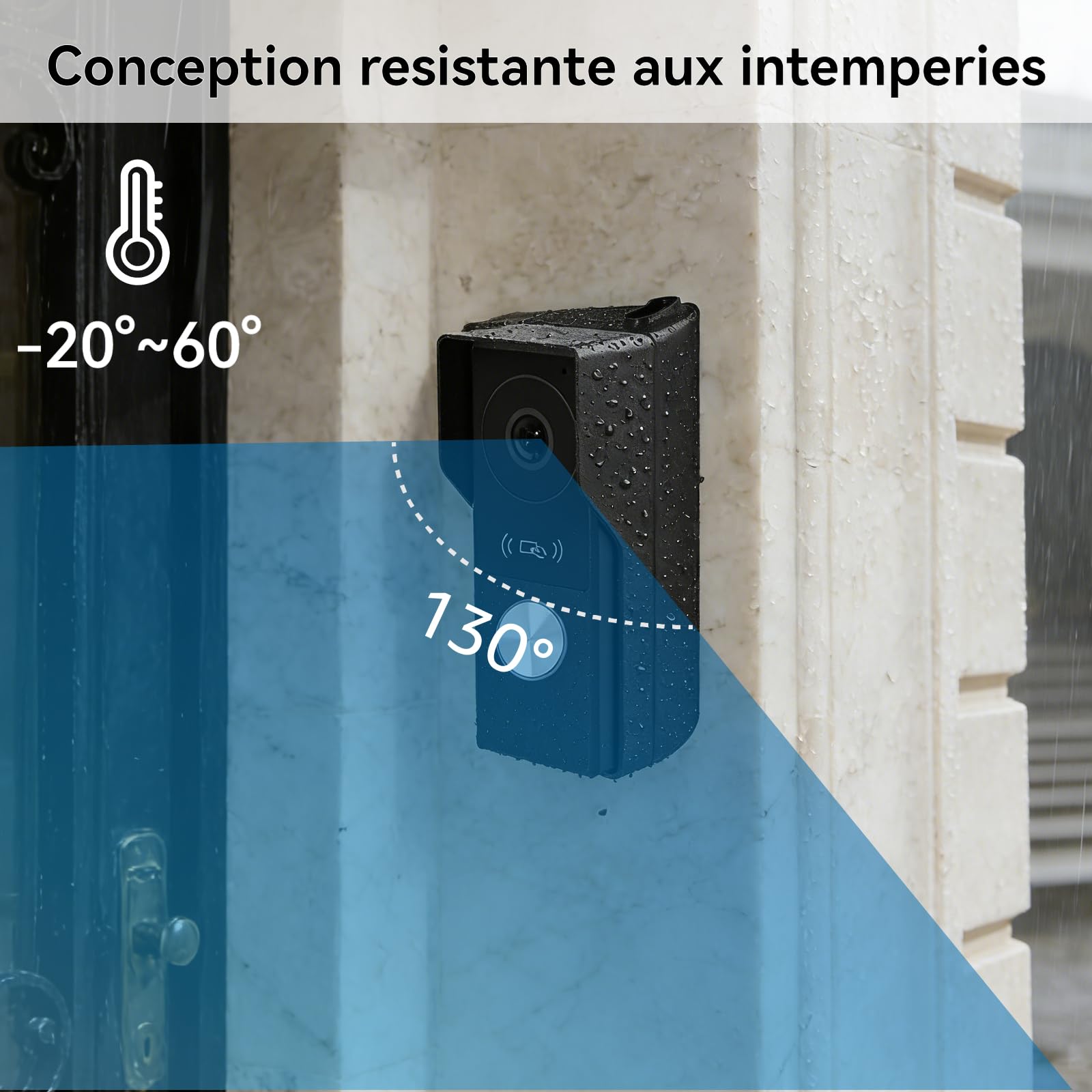 Visiophone Filaire Connecté à 2 Fils, Interphone Vidéo IP WiFi avec 7'' écran Tactile,1080P Sonnette Portier, APP Unlock à Distance,Détection de Mouvement,Lecture, Enregistrement