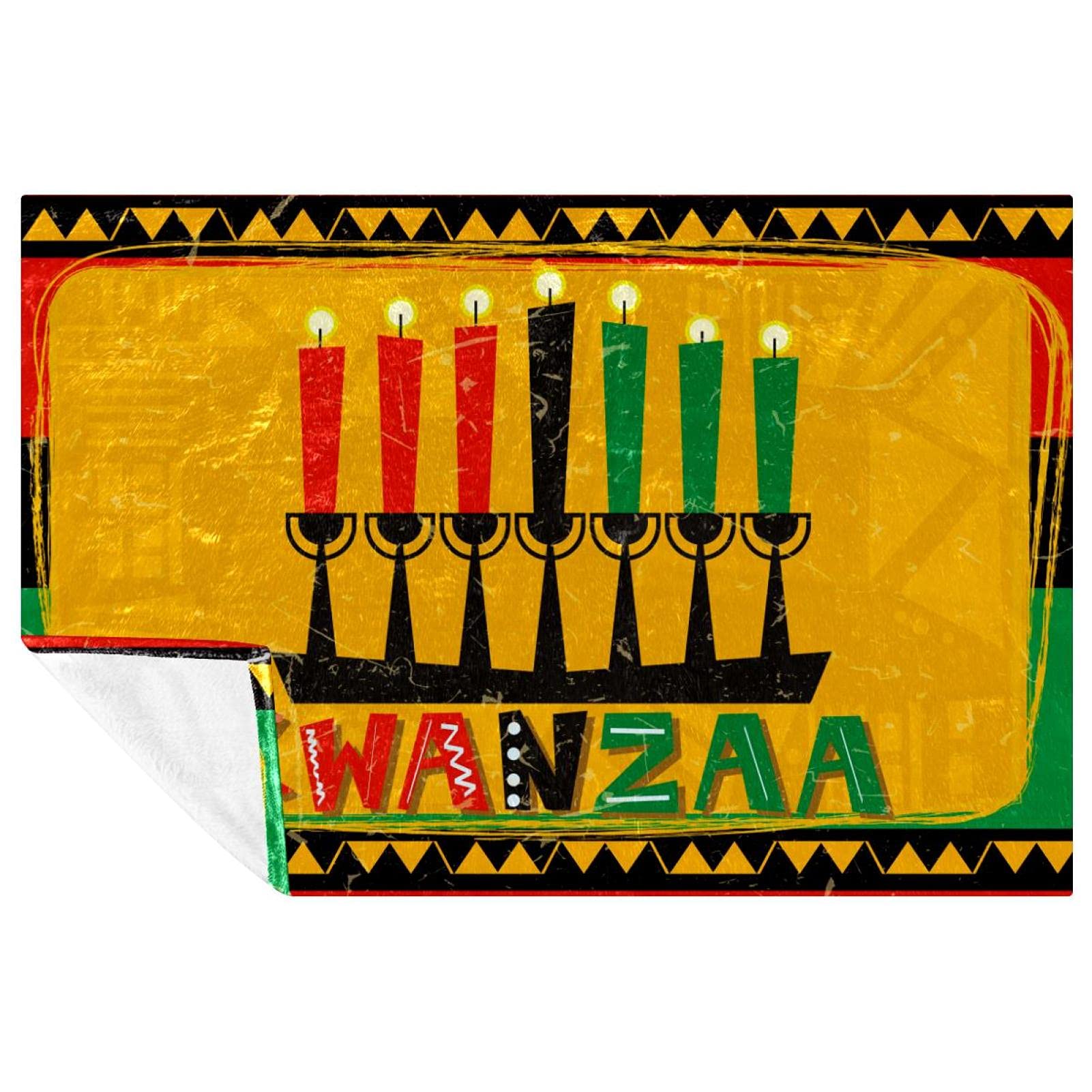 Couverture Kwanzaa motif bougies - Plaid doux 150x100 cm idéal cadeau de fête