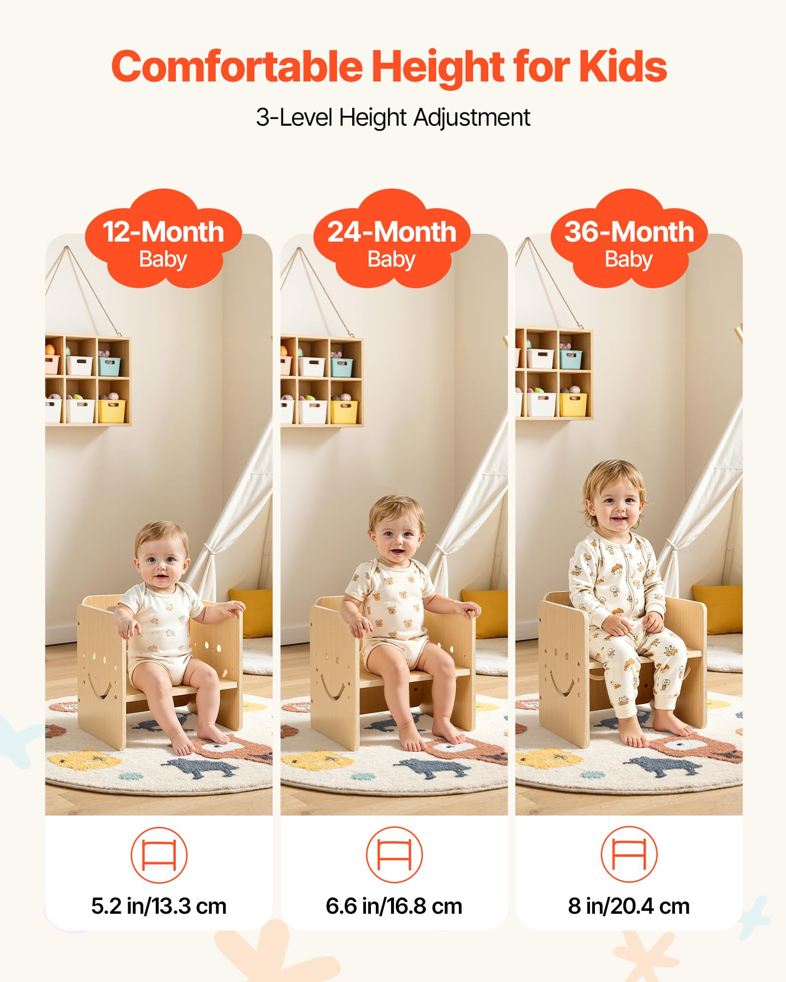 VEVOR Set Tavolo e Sedia Montessori lo Svezzamento, Seggiola e Scrivania