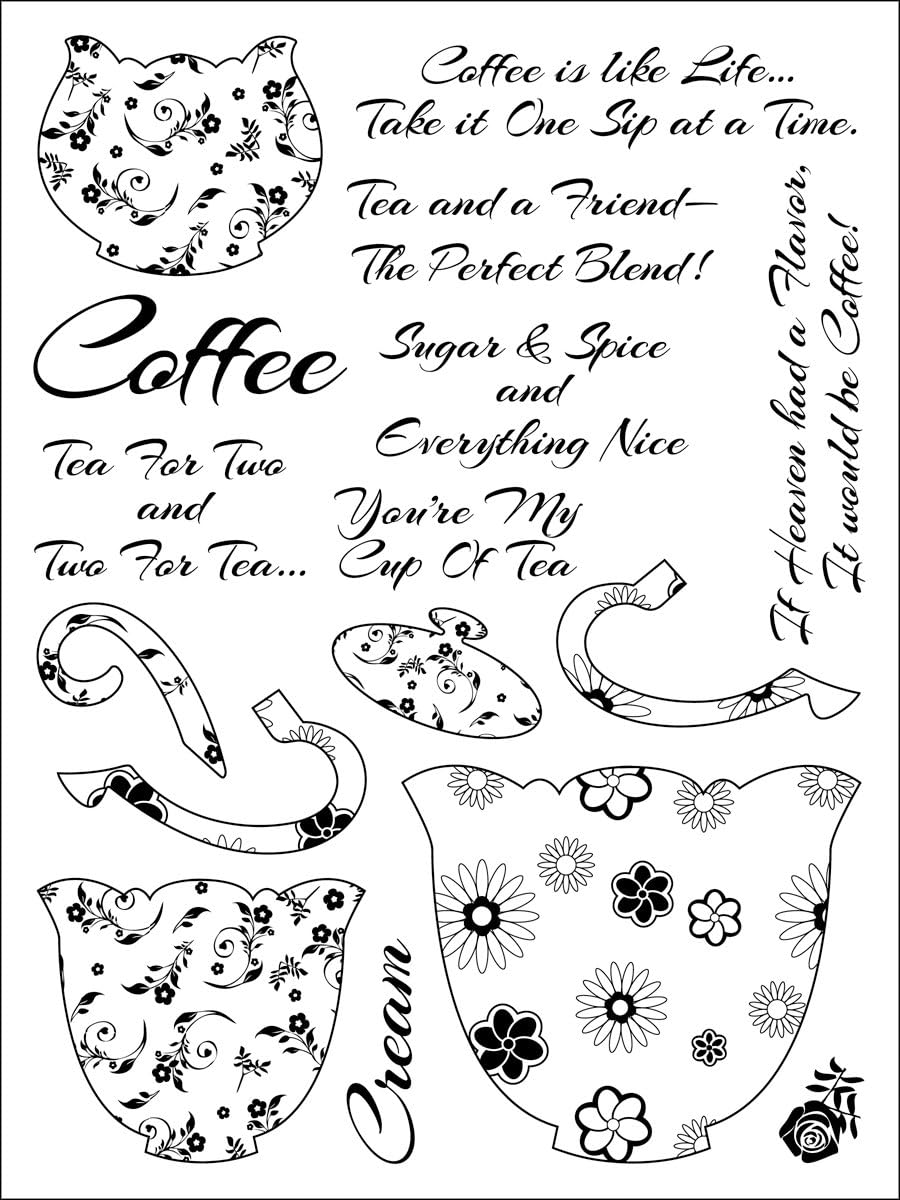 Stamping Scrapping Spellbinders Matching Clear Stamps-Tea Service Tea For Two