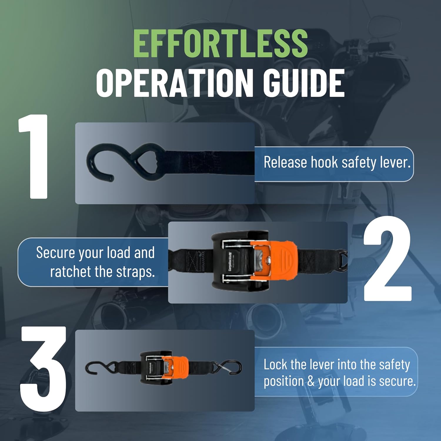 CargoBuckle Trailcase Deluxe Retractable Ratchet Straps, Tie-Down Ratcheting System: Includes 4 Straps, 4 Soft Loop Hook Converters & Weatherproof Case, for Loads Up to 5,600 lbs (1-Inch)