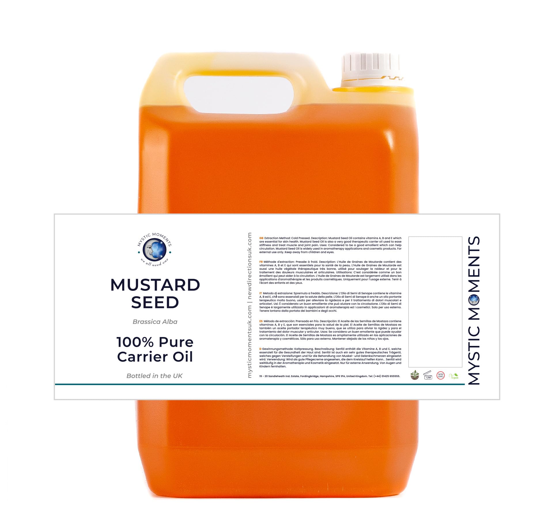 Mystic Moments Huile de Base Graine de Moutarde - 5 litres - 100% Pure