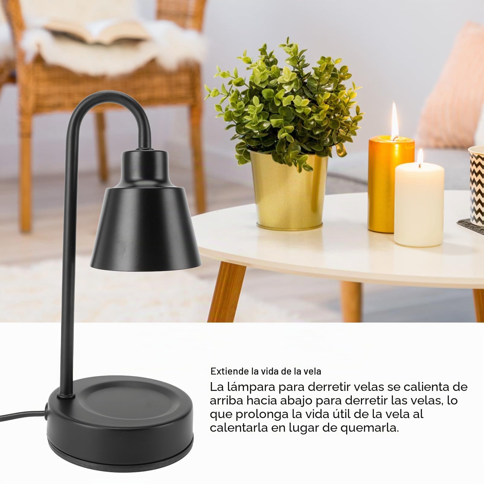 Lámpara Calentador de Velas con Atenuador Temporizador, Calentador de Cera Eléctrico Regulable de 50 W con 2 Bombillas, Lámpara Calentadora de Cera para Velas en Tarro (Enchufe