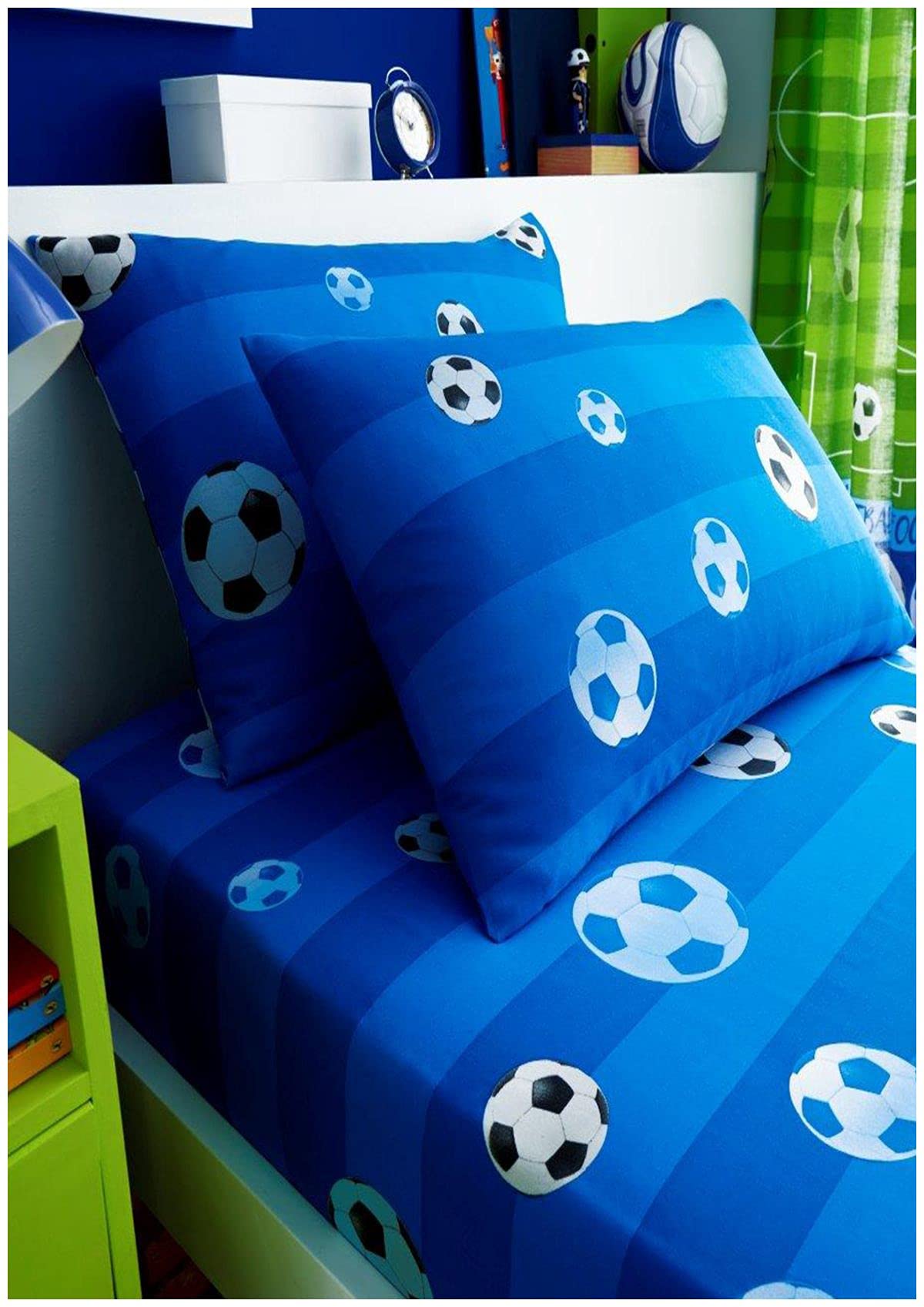 GC GAVENO CAVAILIA Kids Elasticated Fitted Sheet Single Bed - Ultra Soft Mattress Bed Sheet - Kids 25Cm Deep Fitted Bedsheet - Polycotton Fade Resistant Washable Sheets With Pillowcase - Blue