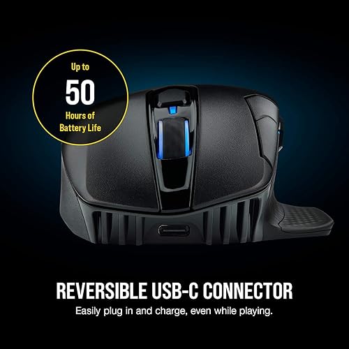 Miniatura 5 de Corsair Dark Core RGB Pro, mouse inalámbrico FPSMOBA para juegos con tecnología SLIPSTREAM, negro, LED RGB retroiluminado, 18000 DPI, óptico,