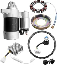 Diesel Electric Starter Motor kit with Flywheel Generator Rectifier Voltage Regulator Flywheel Ring Gear Ignition Key Switch, Fit for L100 186F 186FA Diesel Engine Starter