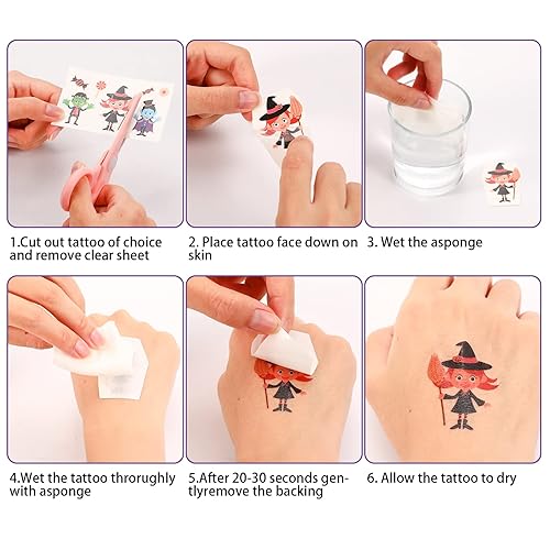 Miniatura 6 de 300 calcomanías de tatuaje que brillan en Halloween, calcomanías de tatuaje impermeables temporales para decoración de fiestas de Halloween,