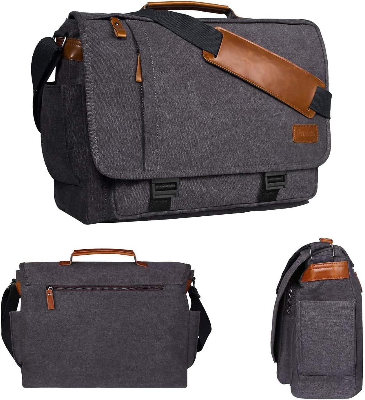 Estarer Computer Messenger Bag Water-resistance Canvas Work Bag Briefcase Laptop Shoulder Bag Satchel 15.6 inch New Version : Electronics