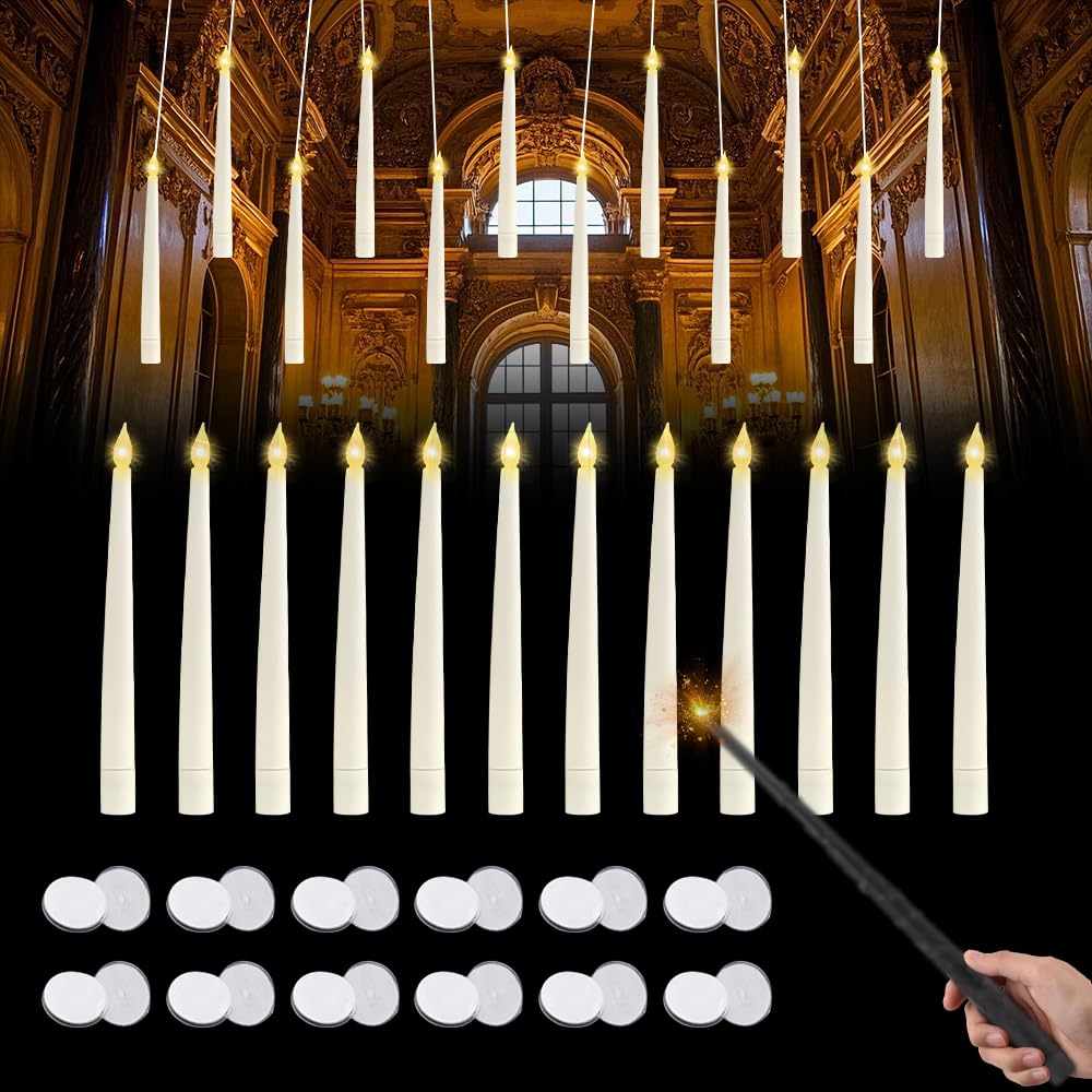 Lot De 12 Bougies LED Suspendues Avec Télécommande - Effet Flamme Vacillante - Pour Déco Noël, Halloween