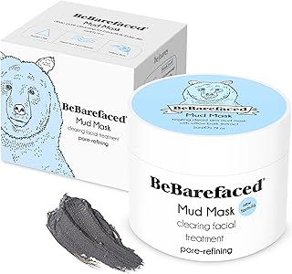 BeBarefaced VEGAN Clay Mask - Mens Womens Moisturising Face Masks Skincare - Face Masks Beauty - Pore Minimizer Blackhead Blemish and Acne Face Mask Skin Care - Facial Mask Mud Preppy Skincare - BHA